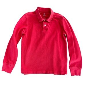 Gap Boys Red Organic Cotton Long Sleeve Polo Shirt Size M (8)